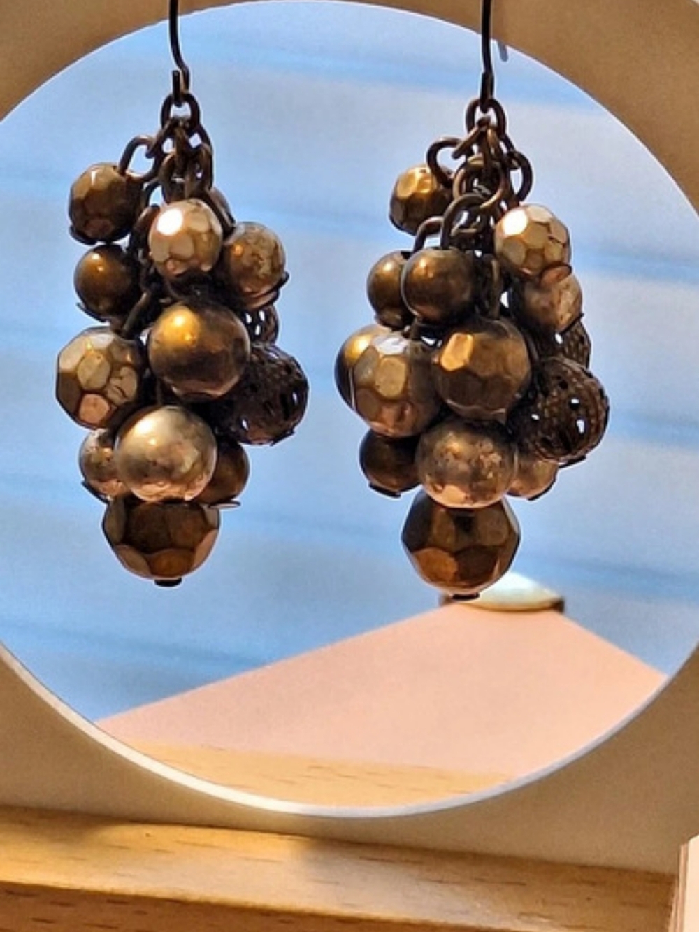 Beaded Dangle Earrings in Black & Brown Like New